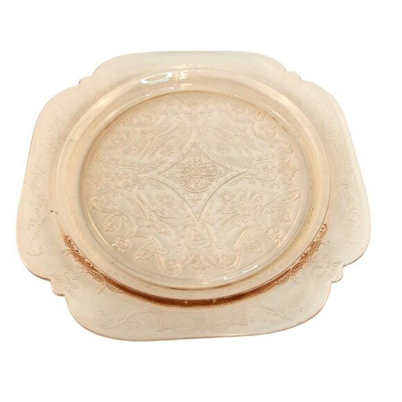 Federal Glass Madrid Pink Depression Glass Etched Platter Plate 10.25 Inches - Picture 2 of 7